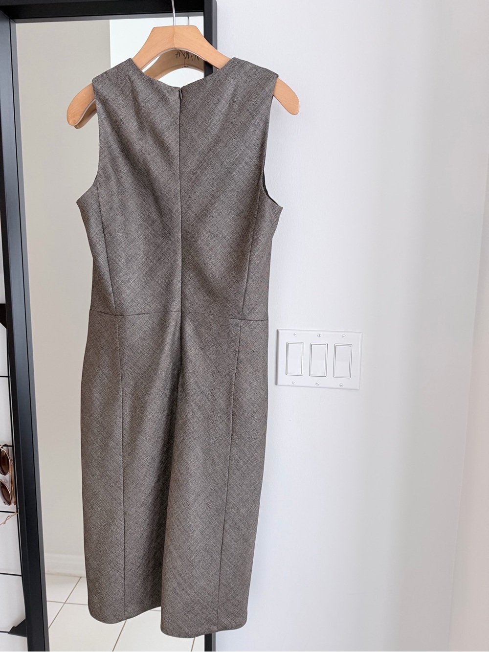 Theory Gray Sleeveless Midi Sheath Dress with Subtle Texture - Picture 2 of 10